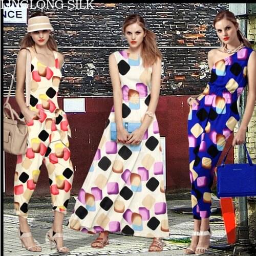 PRINTED SILK STRETCH SATIN 118cm width 19momme/Pure Mulberry Silk Tissus For Wedding Dresses Sewing Square Sugar sewing fabric