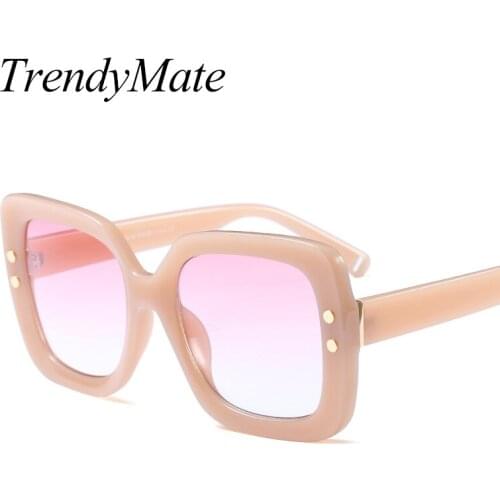 Vintage Flat Top Ladies Sun Glasses Female Fashion Cat Eye Sunglasses Women Brand Designer 2017 Pink Gafas Oculos De Sol 1175T