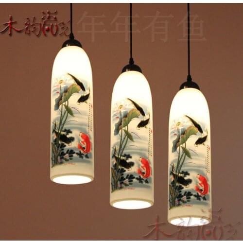 Modern China Luminaire Egg Shell Ceramic Pendant Light Three Head Restaurant Dining Lamp E27 110-240v luminaire suspendu