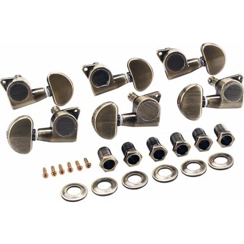 Tooyful 1 Set 3R3L Electric Guitar 1:18 Gear Ratio Machine Heads Tuning Pegs Tuners with Ferrules Screws Bronze