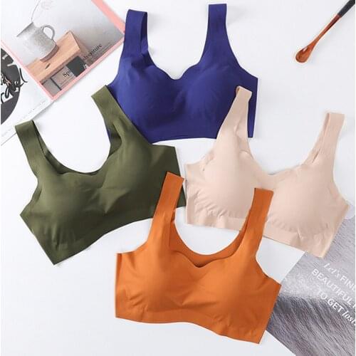 Crop Top Plus Size Bra for Women Latex Push Up Bralette Seamless Underwear Women Wireless Brassiere Bra Vest Gathers Shock-Proof