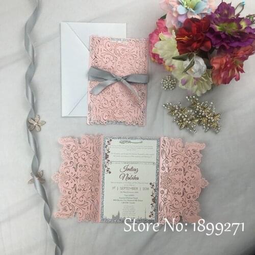 Unique Design Laser Cut Pure White Arabic Wedding Invitation Cards Arabic Wedding Invitation Cards Holder