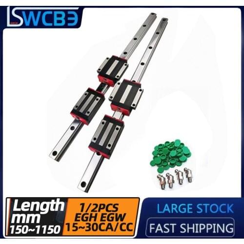 Linear low group guide rail slider, 1PC EGH15/20/25/30 guide rail, L=150-1150mm+1PC EGH/EGW15/20/25/30CA/CC slider
