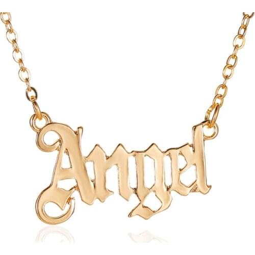 2020 Trend Fashion Pendant Golden White Alloy Necklace On Neck Simple Letter ANGLE Charm Womens Neck Chain