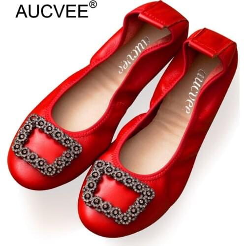 2021 Spring Women Flats Casual Shoes Big Size 44 Female Loafers Genuine Leather Lady Shoes Slip-On Ballet Flat Womens Shoes Red