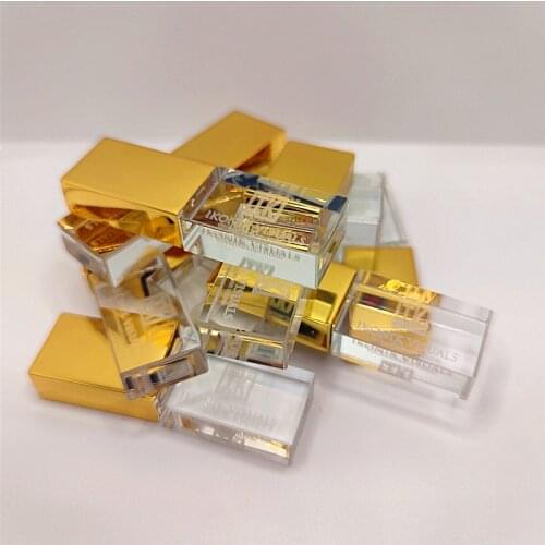 10pcs/lot free logo fee) New Custom 3D Inside LOGO Crystal USB 2.0 Memory Flash Stick with plastic Box
