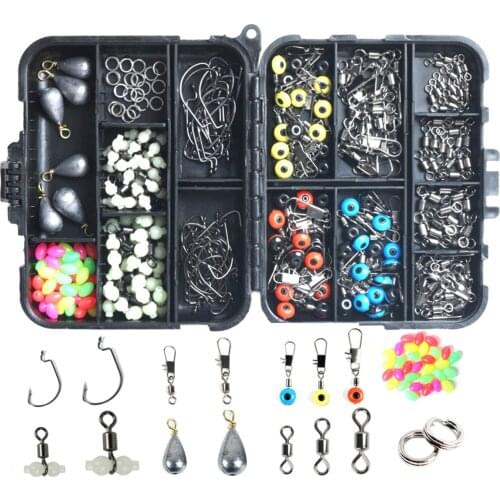 188/251PCS Fishing Accessories Set For Carp Pike Saltwater Lake Sinker Weight Float Spoon Spinner Snap Tackles Box Kit Lure Bait