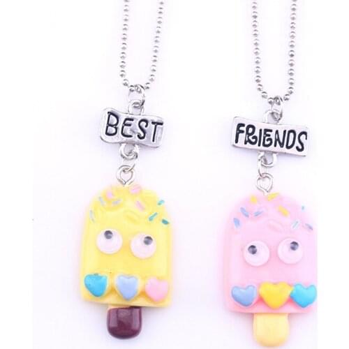 2018 Resin Ice Cream Pendant Necklace Best friends Friendship Jewelry Gifts For 2 Kids Women Accessories