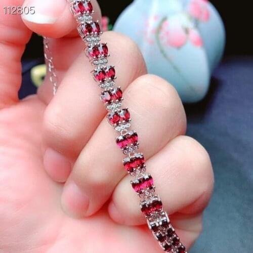 2021 New Arrival Natural Garnet Silver Jewelry Wedding Bracelet Bracelets for Women Silver 925 Sterling 3*4MM