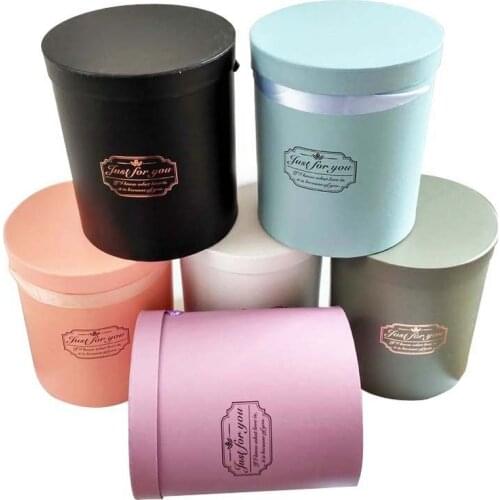 3 Pcs/Set Round Flower Paper Boxes with Lid Hug Bucket Florist Gift Packaging Box Different Size Gift Boxes Candy Bar