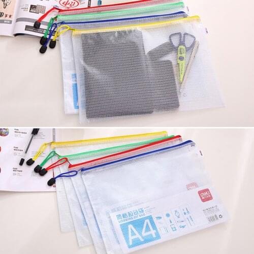 3pcs/lot PVC mesh zipper bag waterproof Filing Products file folder storage color bag file document bag