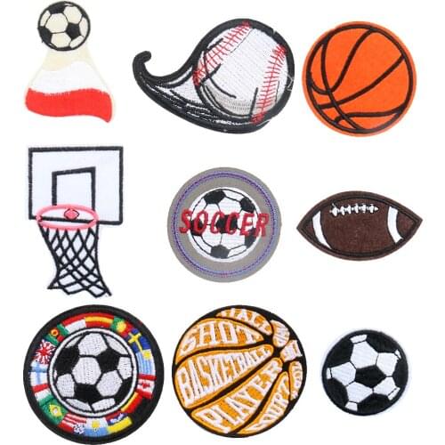 Football Basketball Sports Series Patch Computer Embroidered Label Diy Cloth Sticker Garment Accessories Bag Decoration 2pcs
