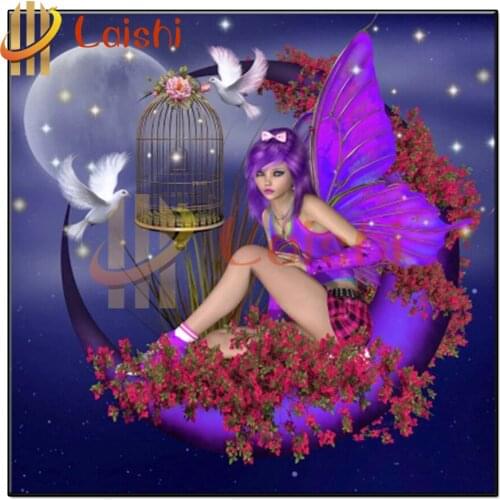 Needlework Moon, butterfly fairy Diamond Painting Diamond Embroidery Rhinestone Mosaic Picture by numbers hobby gift custom