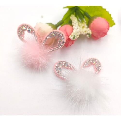 10Pcs/Lot 4.5CM Heart Padded Appliques With Ball Decoration For Children Headwear Hair Clip Accessories and Garment Patches