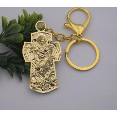 Archangel Michael St.Michael Protection Keychain Protect Me Saint Patron Shield Massive Prayer Religious jewelry