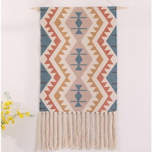 Bohemian Macrame Woven Wall Hanging Tassel Handmade Knitting Tapestry Home Office Wall Decoration Retro background cloth