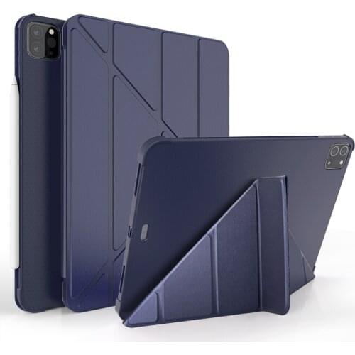 Case For iPad Pro 11 2020 With Pencil Holder PU Leather Smart Cover For iPad Pro 11 2020 Honeycomb Silicone Back Tablet Case