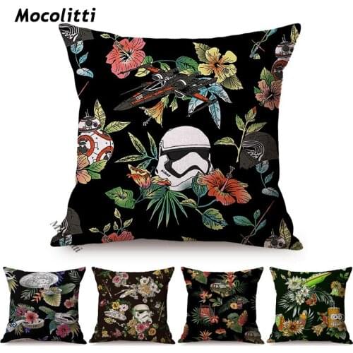 Floral and Soldier Cartoon Space Ship Pattern Cushion Cover Decoration Home Sofa Chair Car Seat Friend Room Kids Gift Pillowcase