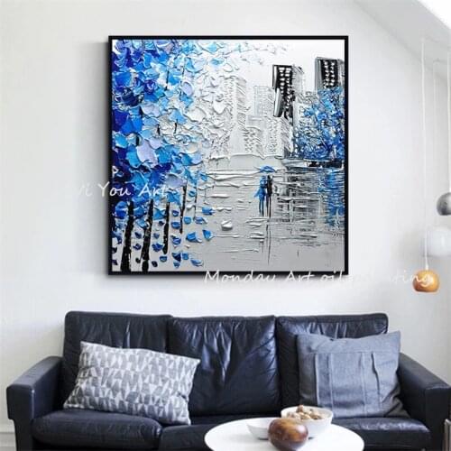 Handmade Decorative canvas painting Landscape modern paintings palette knife acrylic painting tree wall pictures for living r