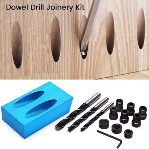 Woodworking Oblique Hole Locator Drill Bits Pocket Hole Jig Kit 15 Degree Angle Drill Guide Set Hole DIY Carpentry Tools 1Set