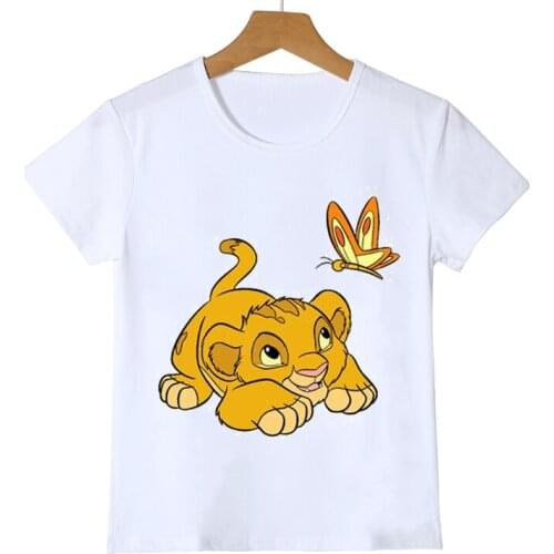 Children Clothing Cute Cartoon Lion King Print T-shirt Girls/Boys Funny Animal Baby Clothes Kids Summer Tops T shirt Boys