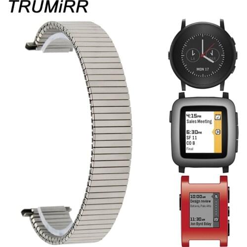 Elastic Watch Band 20mm 22mm for Pebble 1 1st Gen/ Pebble Time Round 20mm / Pebble Time Stainless Steel Strap Link Belt Bracelet