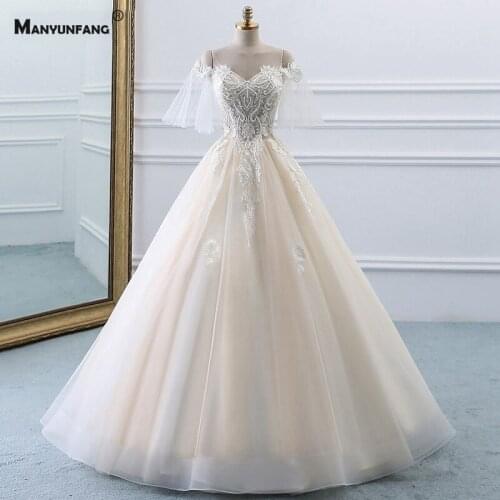 Elegant Off the Shoulder Beading Embroidery Appliques Bridal Ball Gown Custom Made Sweep Train Sweetheart Neck Wedding Dress