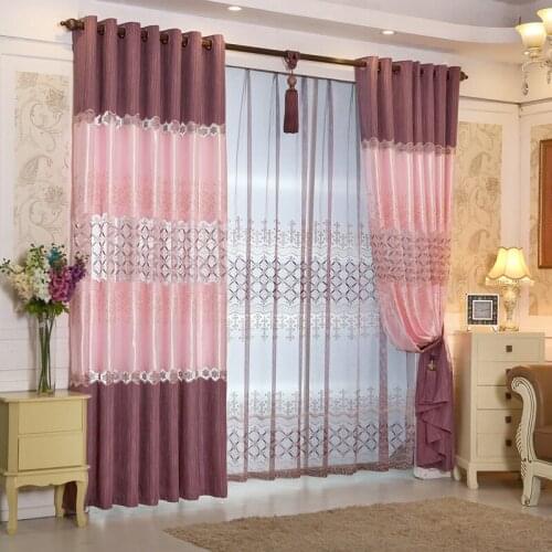 Ready made Window European Luxury Embroidered Voile Curtain Sheer Curtain purple/blue/brown/Tulle Window Curtains for LivingRoom