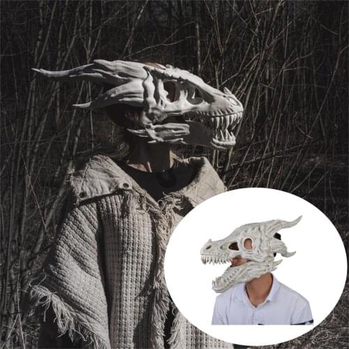 Halloween Carnival Party 3D Animal Dragon Mask Cosplay Dragon Scary Mask Dragon Bone Latex Full Face Cover Animal Head Mask