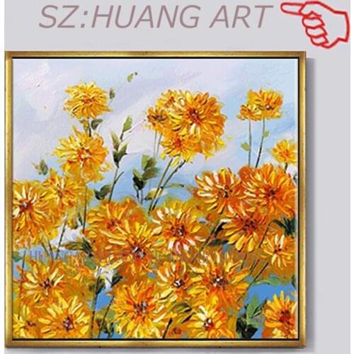 High quality modern handmade painting abstract sunflowers oil painting on canvas pictures for living room decor wall art poster