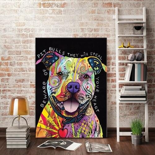 Creative Colour Dog Decorative Painting HD Spray Graffiti Animal Poster Cartoon Cute Puppy Wall Art Canvas Picture Dropshipping