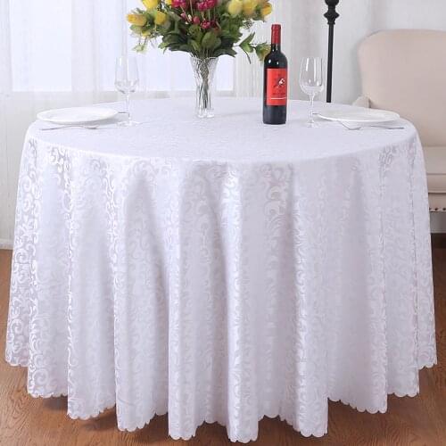 Custom Size Europe Jacquard White Table Cover Round Washable Polyester Outdoor Tablecloth For Home Wedding Party Hotel Banquet