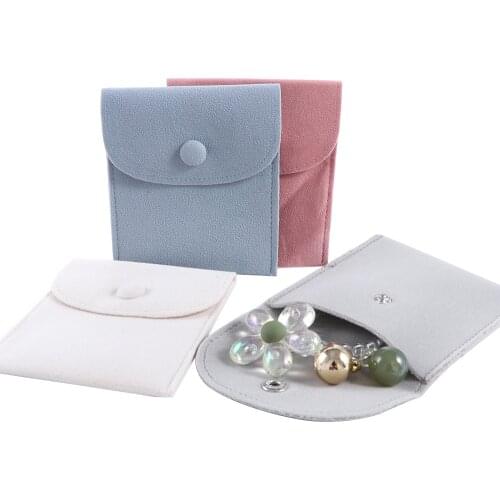 Square Velvet Jewelry Bag Purse Snap Type Thick Delicate Ring Necklace Storage Case Solid Color Jewelry Packaging