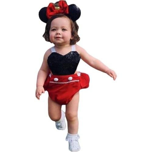 Summer Baby Girls Sleeveless Romper with Bow Headband Heart Shape Sweet Cartoon Bodysuits and Headwear 0-24M