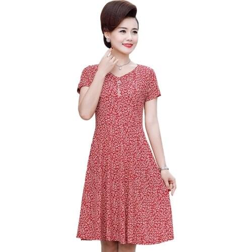 Summer 2021 Short-sleeved Dresses Women Fashion A Line Floral Printed V-neck Dress Party Dress Female Dress Vestidos