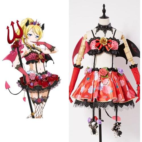 Love Live! lovelive Eli/Eri Ayase Little Demon/Devil Cosplay Awakening Set Uniform Halloween Costume Girls' cosplay Carnival