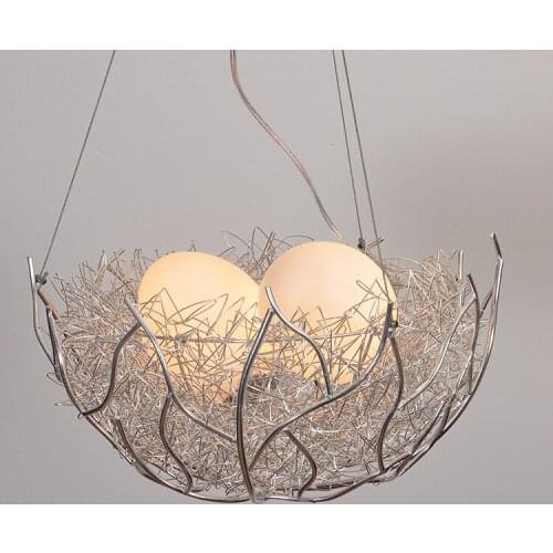 Modern dining room chandelier aluminum wire birds nest living room study lamp warm lovely bedroom childrens room lamp