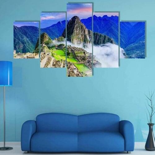 Machu Picchu In Peru Poster 5 Pcs Modern Home Wall Decor Canvas Picture Art HD Print Painting On Canvas for Living Room