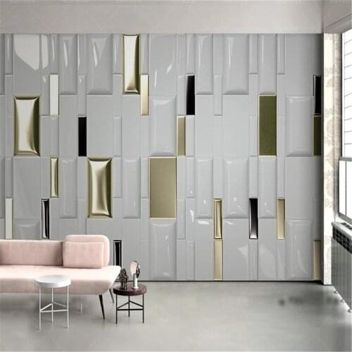Milofi customized large wallpaper mural three-dimensional modern fashion golden square geometric soft package background wall