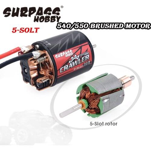 Surpass Hobby Waterproof 5-Slot 540 550 20T 16T 12T 10T Brushed Motor for 1/10 RC Monster Truck TRX4 KM2 SCX10 Crawler Car