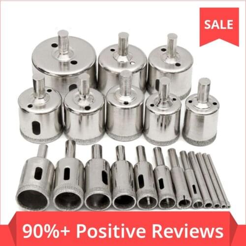 20pcs Diamond Coated Drill Bit Set Tile Marble Glass Ceramic Hole Saw Drilling Bits For Power Tools 3mm-50mm