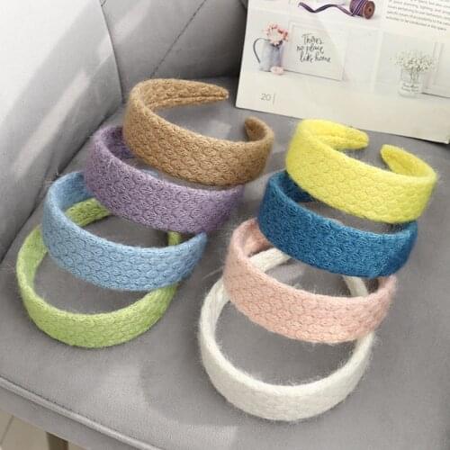 2021 New Retro Wool Headband Gentle Mohair Knitting Headband Wide Edge Temperament Female Hair Accessories Headwear Wholesale