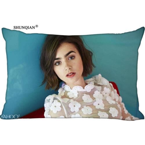 New Lily Collins Pillow Case Custom Wedding Pillowcase Cover Cases Gift Zippered Rectangle Pillow Case A8.15