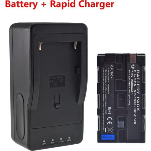 NP-F550 Battery + FAST Charger for Viltrox DC-70EX DC-70 II HD LED Video Light