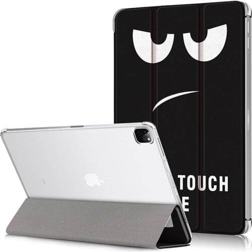Painted Smart Case with Auto Sleep Wake UP for iPad Pro 12.9 2021 2020 2018 PU Leather Cover Transparent Back Case+Pen