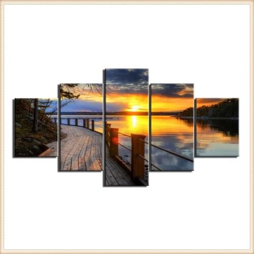 Posters Wall Art Home Decor for Living Room Painting Wall Art Anime Poster HD 5 Pieces Scenic Snow-capped and Lakes Pictures