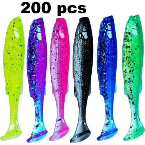 200pcs sale 2021 New material Super soft super elastic Artificial Baits Wobblers Soft Lures Shad Carp Silicone Soft Baits Tackle