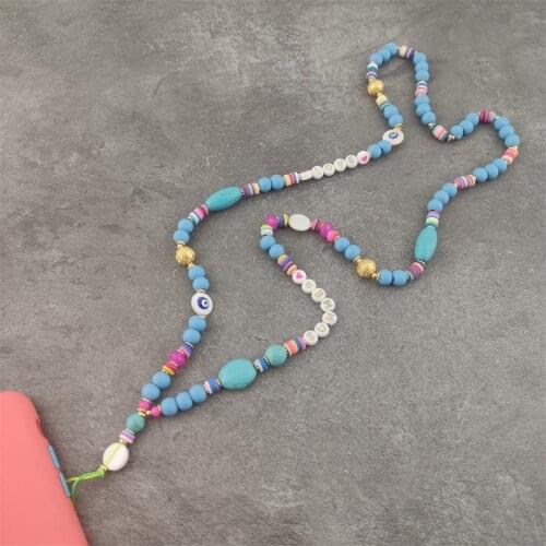 Boho Eye Mobile Phone Straps Hanging Neck Net Rope Long Lanyard for iPhones Keys USB Cell Phone Crystal Lanyard