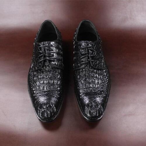 Sipriks Luxury Black Crocodile Skin Dress Shoes Boss Mens Formal Tuxedo Shoes Italian Custom Sewing Welt Dress Gents Wedding