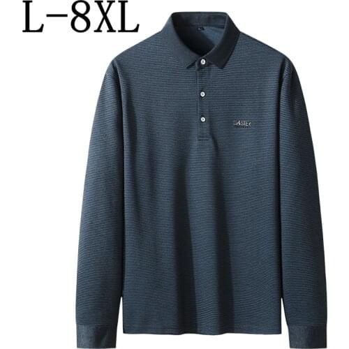 Size 8XL 7XL 6XL 2021 New Autumn Oversized Polo Shirt Men Business Mens Polos Shirts Long Sleeve High Quality Loose Polo Homme